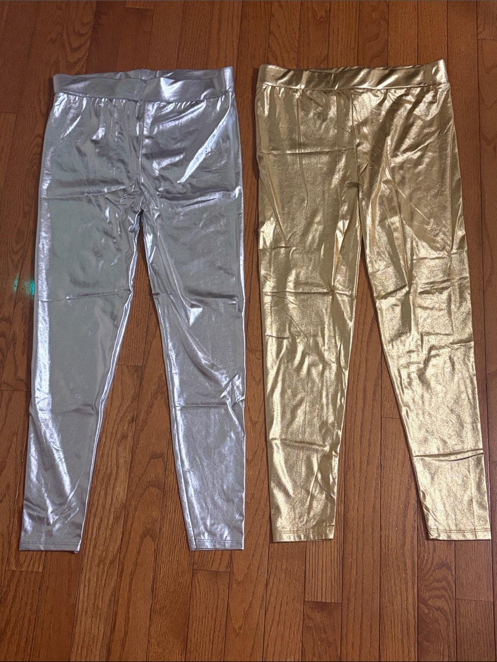 Black Metallic Leggings Duo - Silver & Gold